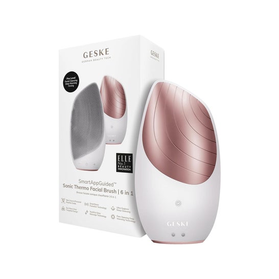 Geske Sonic Thermo Facial Brush 6 In 1 White Rose Gold 1ut