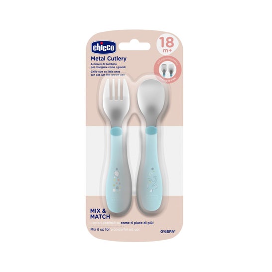 Chicco Set Duo Couverts Inox 18M+ Bleu