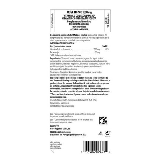 Solgar vitamine C à la rose musquée 1500mg 180comp Solgar vitamine C à la rose musquée 1500mg 180comp