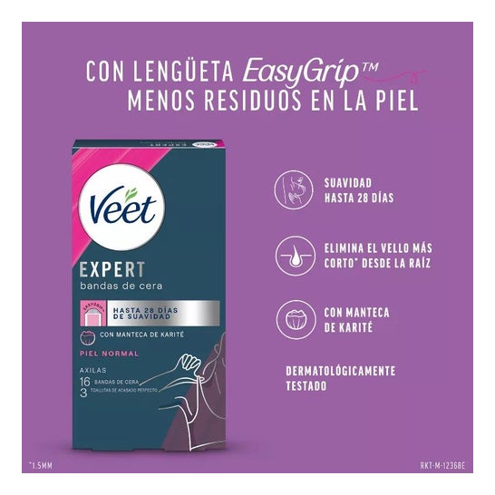 Veet Expert Bandas de Cera Depilatoria Axilas Piel Normal 16uds Veet Expert Bandas de Cera Depilatoria Axilas Piel Normal 16uds