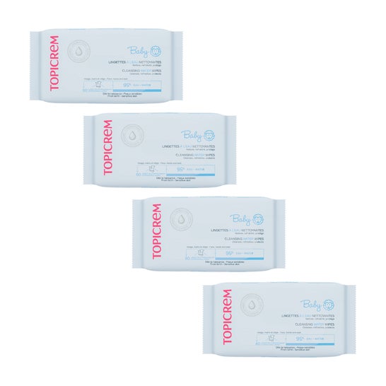 Topicrem Pack Baby Lingettes Nettoyantes Eau 4x60uts