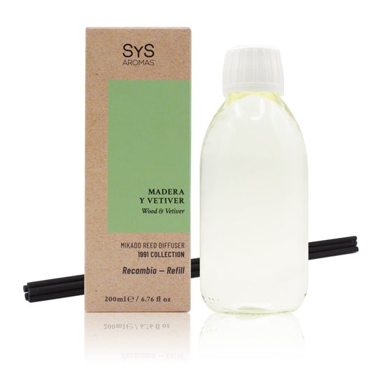 Sys Aromas Wood Vetiver Recharge Mikado Bâtonnets 200 ml