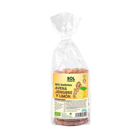 Sol Natural Biscuits Avoine Gingembre & Citron Bio 200g