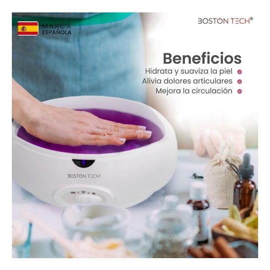 Boston Tech ParaffinLux Bain de Paraffine pour Mains 3 Litres Avec Cire Rose