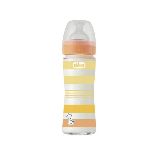 Chicco Well-Being Biberão Vidro Fluxo Lento Laranja +0M 240ml