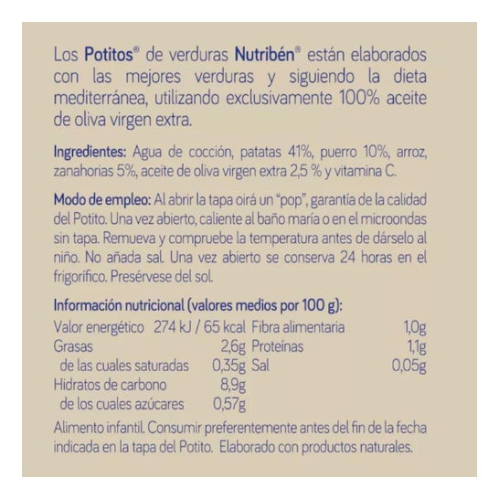 Nutribén® Potitos® Pomme de terre, Poireau, Carotte 235g Nutribén® Potitos® Pomme de terre, Poireau, Carotte 235g