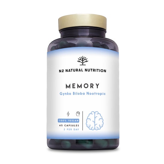 N2 Natural Nutrition Mémoire Ginkgo Biloba Nootropique 45 Gélules