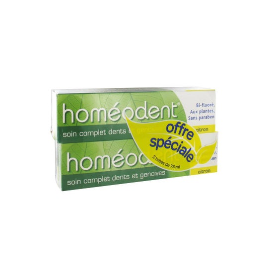 Homeodent Pasta dentífrica completa para el cuidado de los dientes y las encías con clorofila 2x75ml