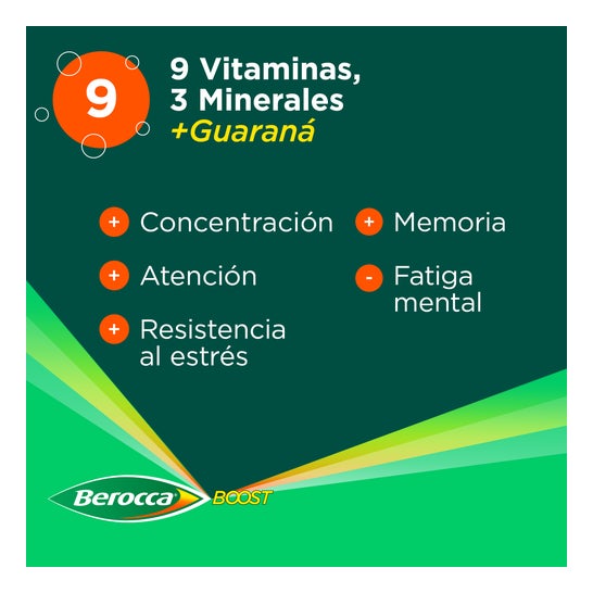 Berocca Boost Magnésium Vitamines et Minéraux avec Guarana 15 Comprimés Effervescents
