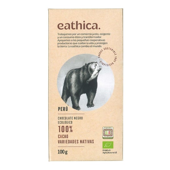Eathica Chocolat Noir 100% Pérou Bio 100g