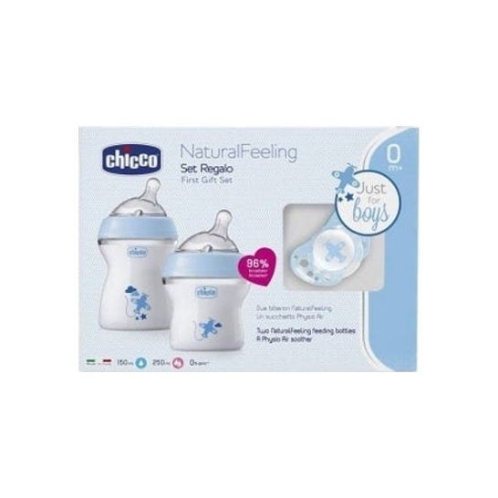 Pack Chicco Naturalfeeling Biberon 150ml + Sucette Physio Air Couleur Bleu