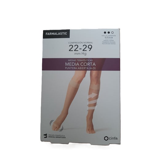 Farmalastic Bas Court Compression Normale Orteil Ouvert Camel TEG 1 Paire