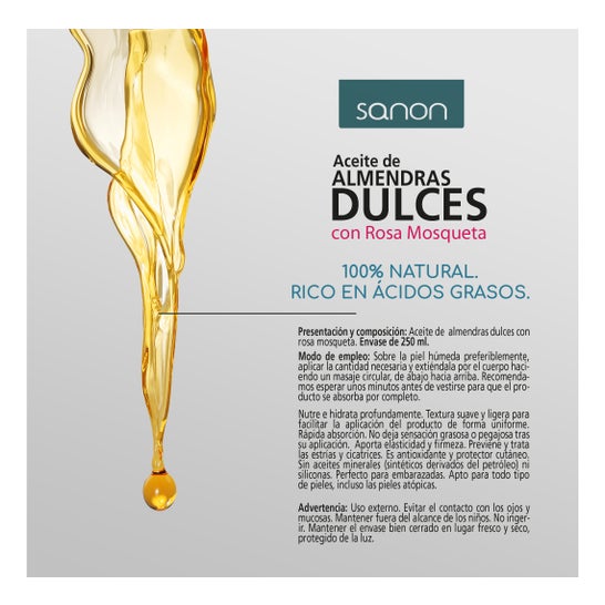 Sanon Huile d’amandes et Rose Musquée 250 ml
