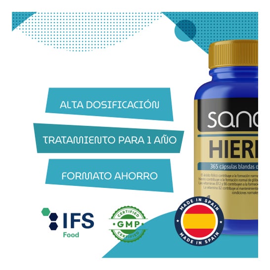 Sanon Fer + Acide Folique + Vitamines B12, B1, B2, B3 et B6 365caps