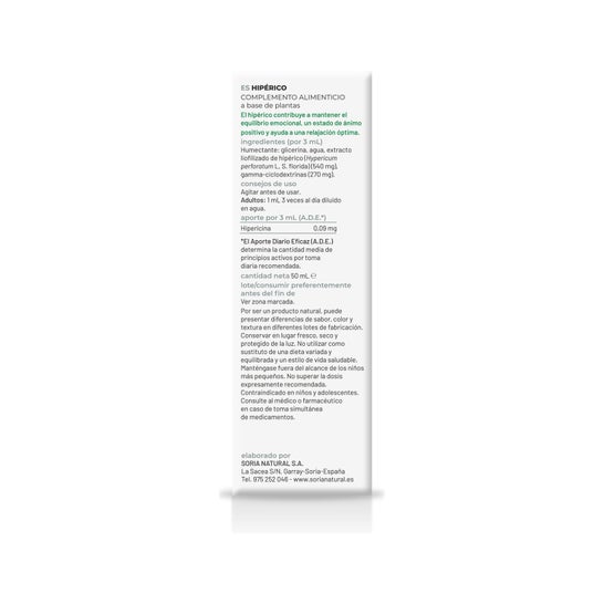 Extracto Hiperico Xxi 50ml Soria Natural *