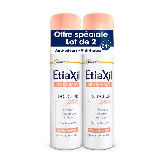 Etiaxil Déodorant Douceur 24h Peaux Sensibles Aérosol 2x150ml