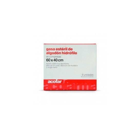 Acofar gasa estéril algodón hidrófilo 60x40cm 6uds 6uds