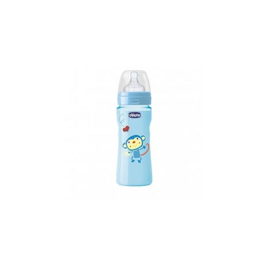 Bouteille en Silicone 330ml Bleu Rapid Flow 4m+