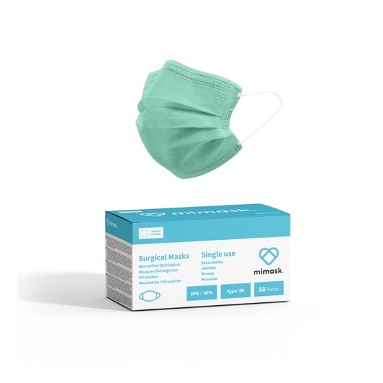 MiMask Masques Chirurgicaux IIR Vert 50 Unités