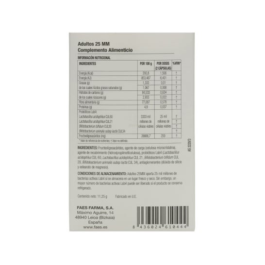 ProFaes4 Probiotiques Adultes 25mm 30 Capsules