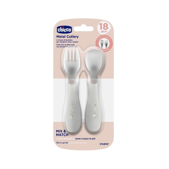 Chicco Set Duo Couverts Inox 18M+ Gris