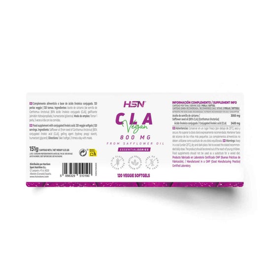 HSN CLA Vegano 800mg 120 perlas vegetales