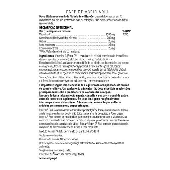 Solgar Ester-C Plus 1000mg Vitamin C 180 Comprimés