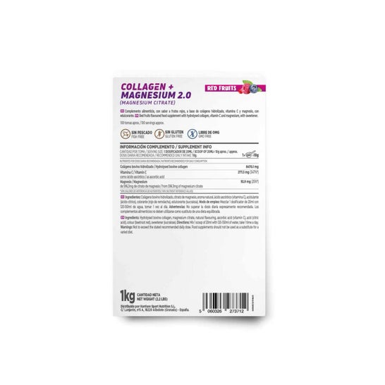 HSN Colágeno Hidrolizado + Magnesio 2.0 en Polvo Frutos Rojos 1kg