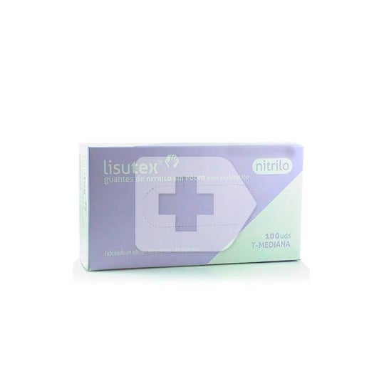 Lisutex gants en nitrile sans poudre sans poudre taille moyenne 100 Unités