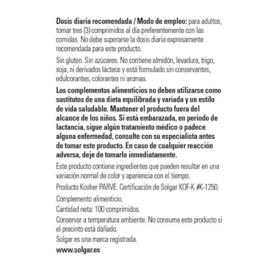 Solgar Calcium Magnésium Plus Zinc 100 Comprimés Solgar Calcium Magnésium Plus Zinc 100 Comprimés