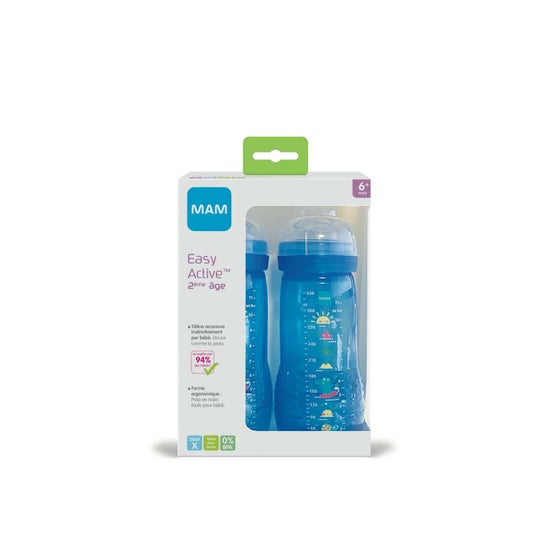 Mam Biberon Easy Active Garçon Débit 2x330ml