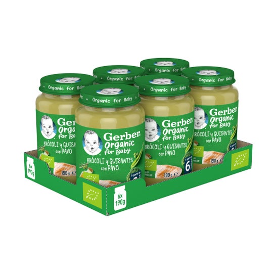 Gerber Organic Brocoli, pois et dinde 190g