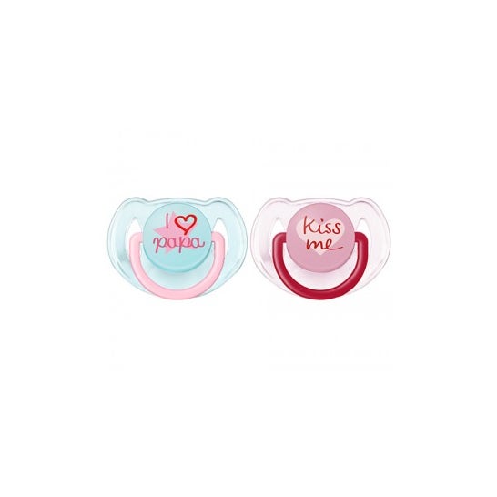 Philips Avent 2 tétines décorées d'un texte 6-18 mois fille