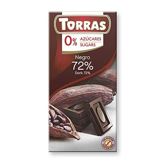 Torras Chocolat Noir 72% Cacao Sans Sucre 75g