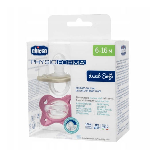 Chicco PhysioForma Dual Soft Rosa Cinzento 6-16M 2 Unidades Chicco PhysioForma Dual Soft Rosa Cinzento 6-16M 2 Unidades