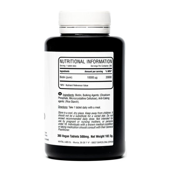 Hivital Foods Biotine 10000 mcg (Vitamine B7) 365 comprimés