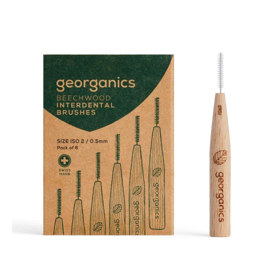 Georganics Brossettes interdentaires ISO 2 en bois de hêtre 6 unités