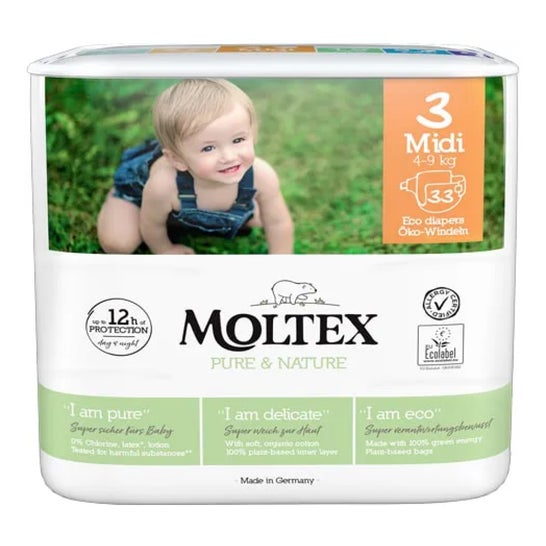 Moltex Pure & Nature Couches Taille 3 Midi 4-9kg 33uts