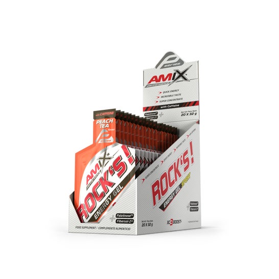 Amix Performance Rock's Gel Con Cafeína Té Melocotón 20x32g