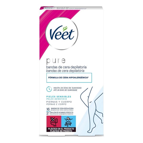 Veet Pure Cire Froide Corps Peau Sensible Bandes 16uts