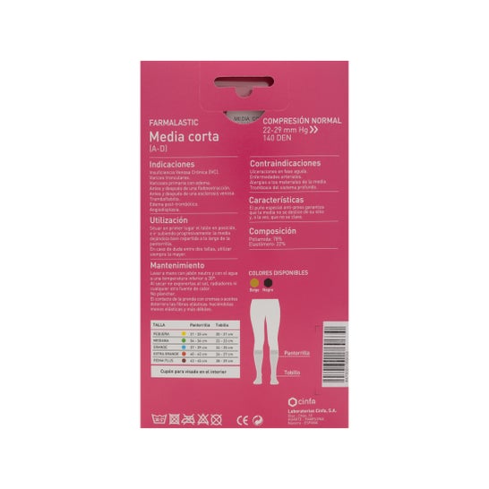 Farmalastic Bas De Contention Court (A-D) Compression Normale T-Reina Plus Noir
