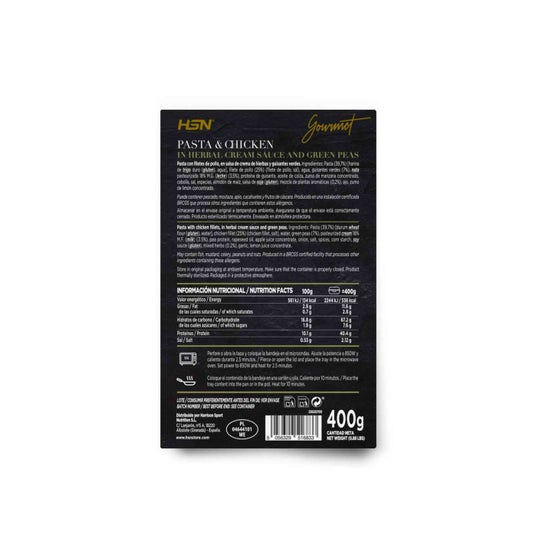 HSN Plato Preparado Estilo Gourmet Pasta con Pollo en Salsa de Crema de Hierbas y Guisantes Verdes 400g