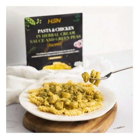 HSN Plato Preparado Estilo Gourmet Pasta con Pollo en Salsa de Crema de Hierbas y Guisantes Verdes 400g