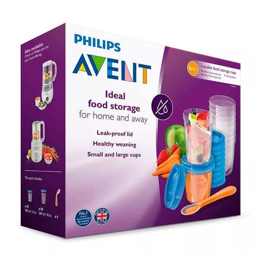 Avent Récipients à lait maternel 10x180ml + 10x240ml + 10x240ml + 10x240ml + 20 couvercles + cuillère 1 livret de recettes Avent Récipients à lait maternel 10x180ml + 10x240ml + 10x240ml + 10x240ml + 20 couvercles + cuillère 1 livret de recettes