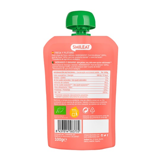 Smileat Pochette Bio Fraise & Banane