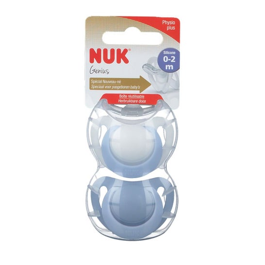 NUK Sucette en Silicone 6 à 18 mois - 2 pièces (Turquoise/Bleu