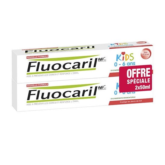 Fluocaril Kids Gel Dentifrice 0-6 Ans Fraise 2x50ml