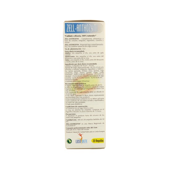 Lusodiete Zell-Anthozym 30 Ampoules