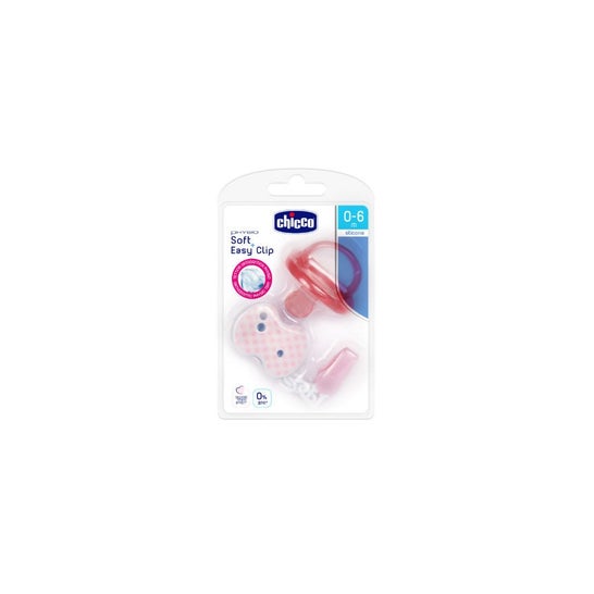 Sucette Chicco Pack Physio Soft Silicone 0-6m avec clip Easy Pink
