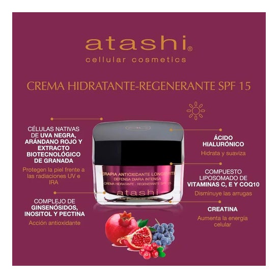 Atashi Cellular Antioxidant Anti-Age 50ml + Crème Hydratante SPF15 50ml Atashi Cellular Antioxidant Anti-Age 50ml + Crème Hydratante SPF15 50ml